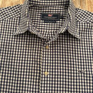 Vineyard Vines Men's Navy Checkered Shirt
